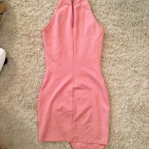 Light Pink Asymmetrical Halter Top Dress